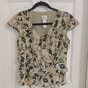 Emma James Cream Ruffled Tiered Blouse